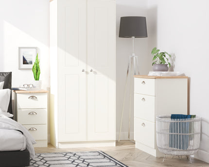 Victoria Bedroom Collection In Cream Ash With Riviera Oak Top