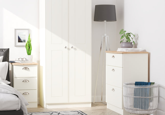 Victoria Bedroom Collection In Cream Ash With Riviera Oak Top