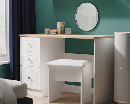 Vienna Desk & Stool in Porcelain Ash & Bardolino Oak