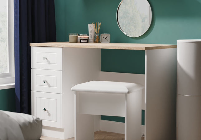 Vienna Desk & Stool in Porcelain Ash & Bardolino Oak