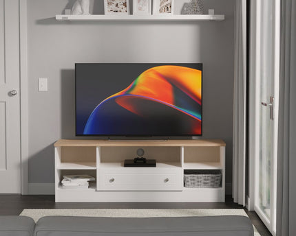 Vienna Wide open TV unit in Porcelain Ash & Bardolino Oak