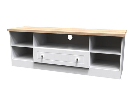 Vienna Wide open TV unit in Porcelain Ash & Bardolino Oak