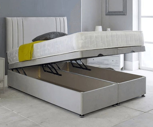 End Stripe Headboard Ottoman Divan Bed