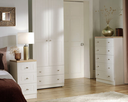 Vienna Bedroom Collection In White Ash With Bardolino Oak Top
