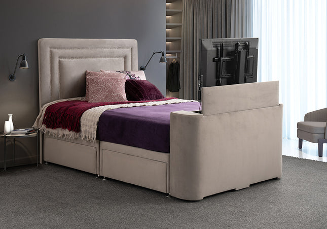 Vision Debut TV Double Bed Frame In Beige