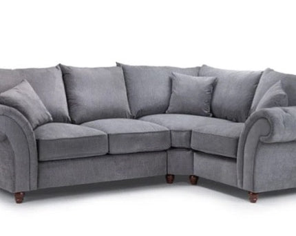 Windsor 2c1 corner sofa - Grey  soft polyester upholstery and luxury foam cushions, With rounded, buttoned arms to give the range an elegant, classic look