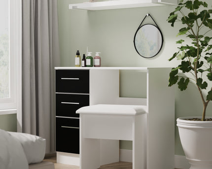 Plymouth Desk & Stool in Black & White Matt
