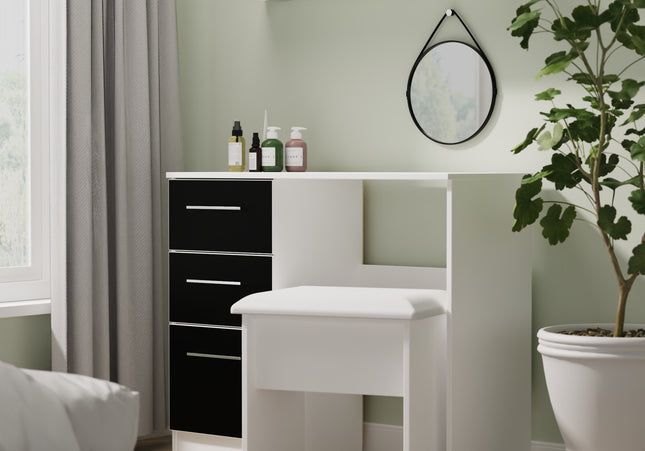 Plymouth Desk & Stool in Black & White Matt
