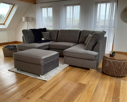 Sandringham U Shape Sofa Including Footstool In Charcoal