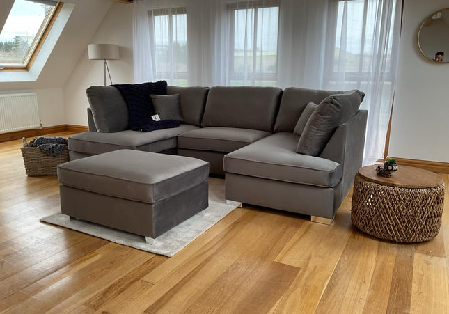 Sandringham U Shape Sofa Including Footstool In Charcoal