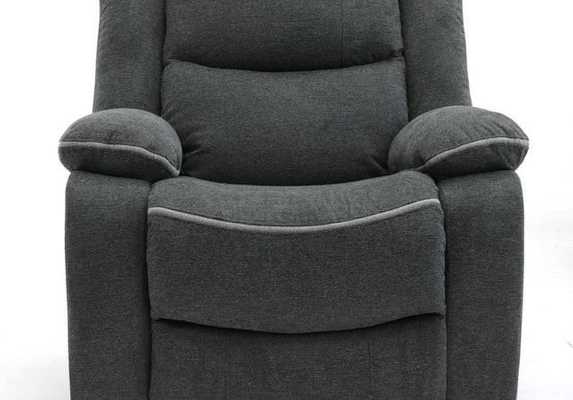 Harald Power Recliner Armchair - Grey Fabric, cosy upholstery and large padded armrests for added comfort. with a USB- charging port, and a handy side pocket, perfect for storing remote control