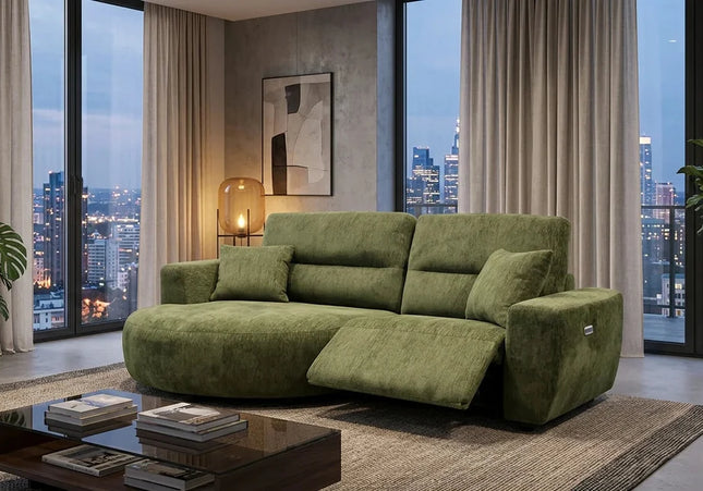 Denver Electric Recliner Corner Sofa – Green – Left Hand