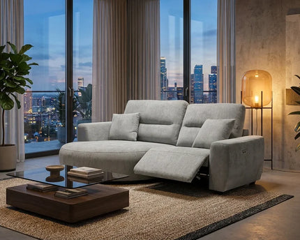 Denver Electric Recliner Corner Sofa – Grey – Left Hand