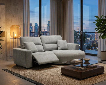 Denver Electric Recliner Corner Sofa – Grey – Right Hand