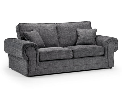 Wilcot 3 seater - Grey, soft polyester upholstery and plush cushions, large square comfy armrest