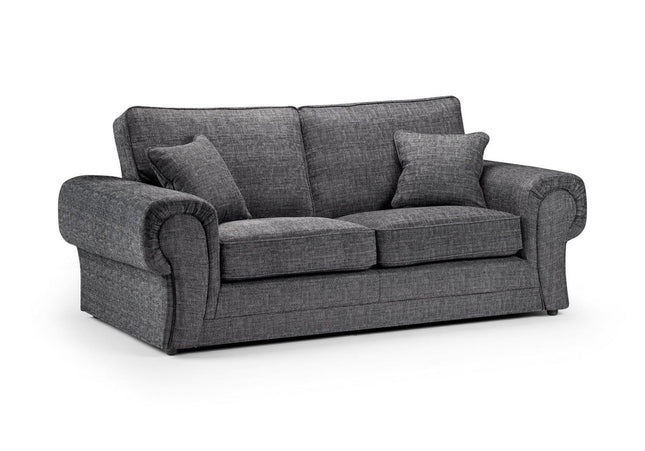 Wilcot 3 seater - Grey, soft polyester upholstery and plush cushions, large square comfy armrest