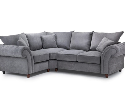 Windsor 1c2 corner sofa - Grey  soft polyester upholstery and luxury foam cushions, With rounded, buttoned arms to give the range an elegant, classic look