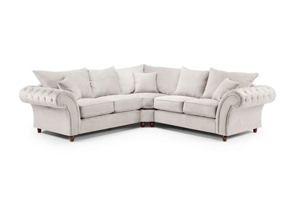 Windsor 2c2 Corner Sofa - Stone  soft polyester upholstery and luxury foam cushions, With rounded, buttoned arms to give the range an elegant, classic look