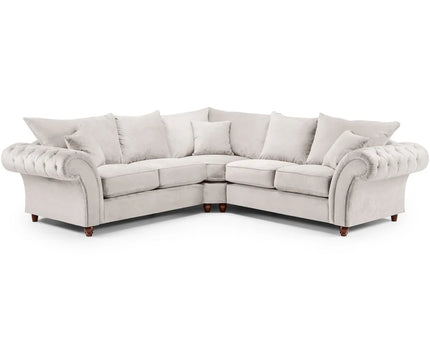 Windsor 2c2 Corner Sofa - Stone  soft polyester upholstery and luxury foam cushions, With rounded, buttoned arms to give the range an elegant, classic look