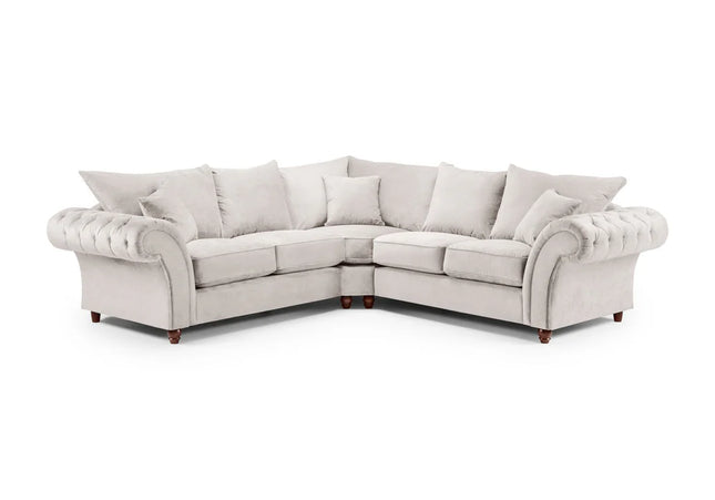 Windsor 2c2 Corner Sofa - Stone  soft polyester upholstery and luxury foam cushions, With rounded, buttoned arms to give the range an elegant, classic look