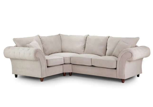 Windsor 1c2 Corner Sofa - Stone  soft polyester upholstery and luxury foam cushions, With rounded, buttoned arms to give the range an elegant, classic look