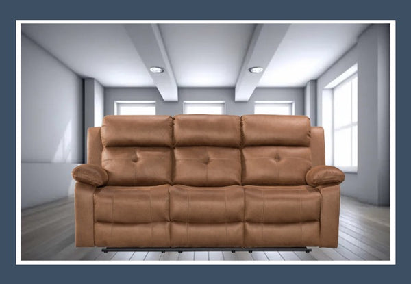New York 3 Seater Manual Reclining Sofa - Brown