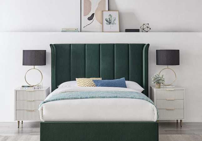 Polaris Wing Headboard Bed Bundle - Double or King Size - Emerald