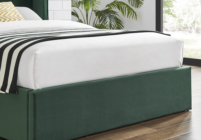 Polaris Wing Headboard Ottoman Bed Bundle - King Size - Emerald