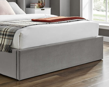 Polaris Wing Headboard Ottoman Bed Bundle - Double  - Silver