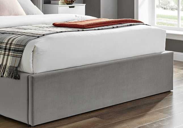 Polaris Wing Headboard Ottoman Bed Bundle - King Size - Silver