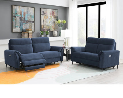 Arbour Power Reclining 3+2 Seater Sofa Set In Blue