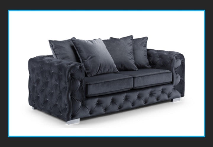 Ashton Deep Button 3 Seat Sofa - Slate