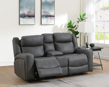 Atlanta Power Recliner 2 Seater In Grey With console