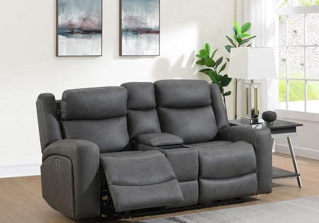 Atlanta Power Recliner 2 Seater In Grey With console