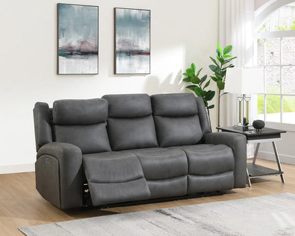 Atlanta Power Recliner 3 Seater In Grey