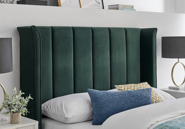 Polaris Wing Headboard Bed Bundle - Double or King Size - Emerald