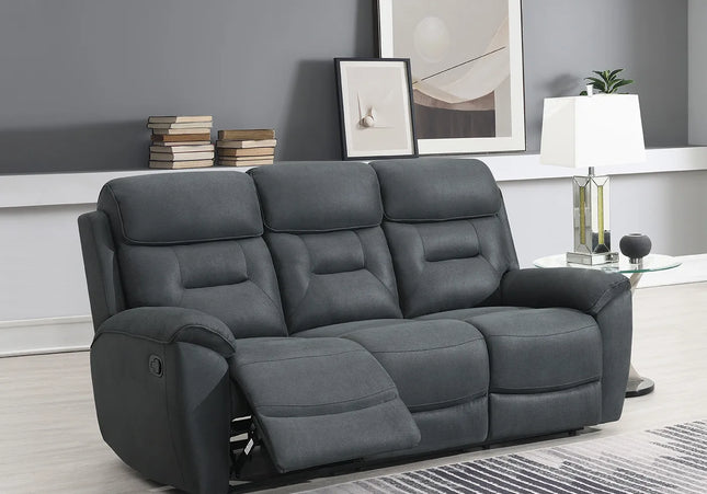 Canterbury 3 Seater Manual Or Power Recliner Sofa In Dark Grey