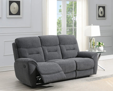 Canterbury 3 Seater Manual Or Power Recliner Sofa In Dark Grey