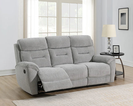 Canterbury 3 Seater Manual Or Power Recliner Sofa In Light Grey