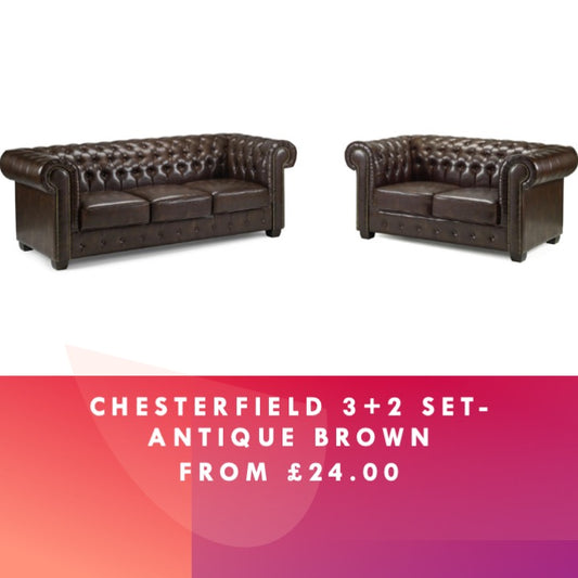 Antique Brown Chesterfield 3+2 Seat Sofa Set