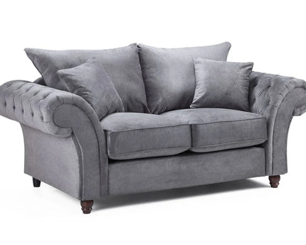 Windsor 2 seater Sofa - Grey soft polyester upholstery and luxury foam cushions, With rounded, buttoned arms to give the range an elegant, classic look