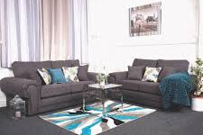 Wilcot 3+2 seater - Grey, soft polyester upholstery and plush cushions, large square comfy armrest