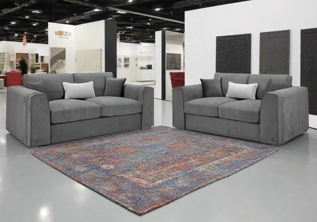 Naples 3+2 Sofa Set - Grey, upholstered in soft chenille fabric for ultimate comfort. Featuring removable seat and back cushions with removable covers, Fabric band detail around the arm of the sofa
