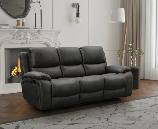 Isabella Manual Recliner 3 Seater In Charcoal