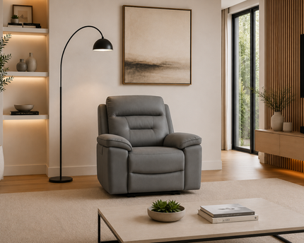 Brayden Arm Chair Power Recliner Sofa In Grey