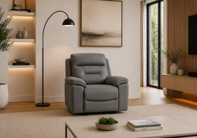 Brayden Arm Chair Power Recliner Sofa In Grey