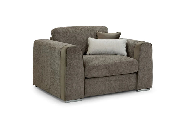 Naples Armchair - Mocha, upholstered in soft chenille fabric for ultimate comfort. Featuring removable seat and back cushions with removable covers, Fabric band detail around the arm of the sofa