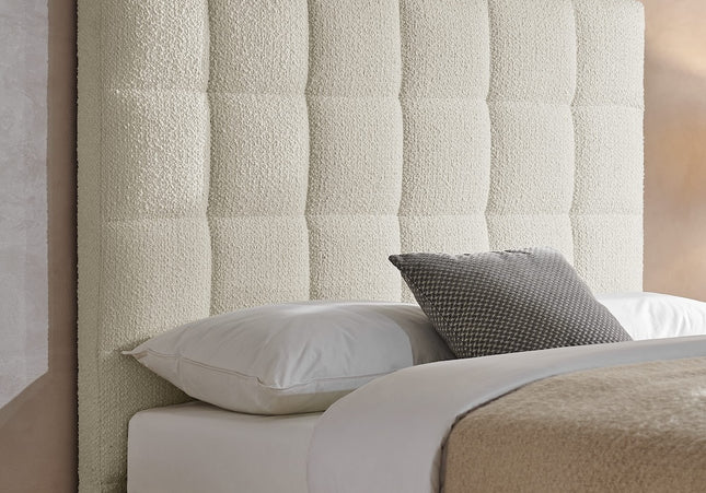 Starla Square Ottoman Bed - Double or King Size - Ivory Boucle