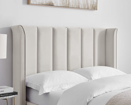 Polaris Wing Headboard Ottoman Bed Bundle - Double - Natural