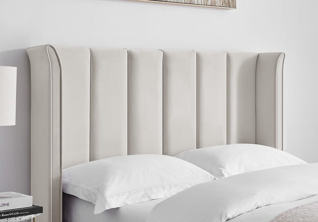 Polaris Wing Headboard Ottoman Bed Bundle - King Size - Natural